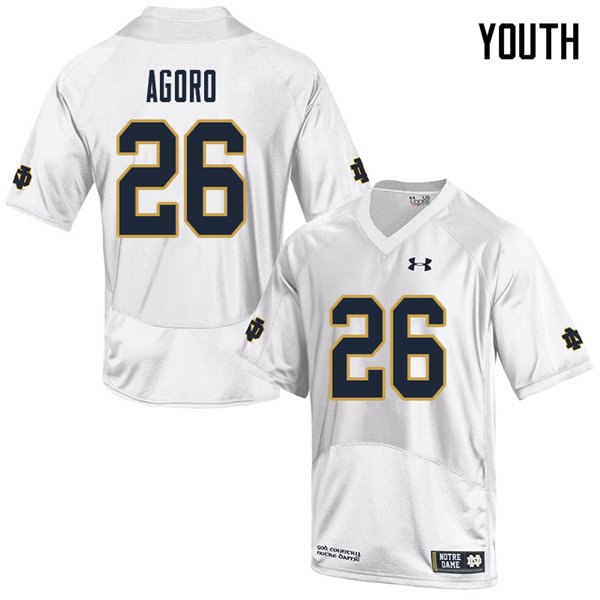 Youth #26 Temitope Agoro Notre Dame Fighting Irish College Football Jerseys Sale-White